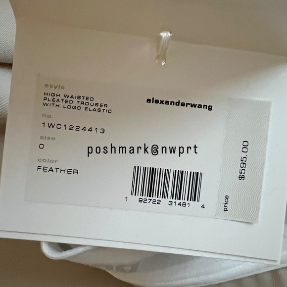 NWT ✨ Alexander Wang Pleated Wool Trousers High Waist Dress Pants Beige 0 XS - Picture 7 of 15